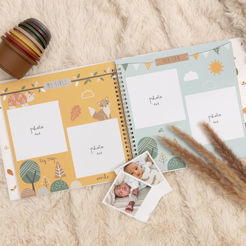 Pondering Pine Keepsake Baby Memory Book for Baby Boy or Girl – Timeless Gender Neutral Baby Journal Scrapbook Photo Album for First 5 Years – Milestone Book to Record Every Event from Birth to Age 5 - Image 4